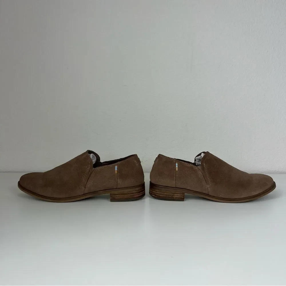 TOMS‎ Suede Loafers Womens 7.5 Brown Slip On Flats Comfort Casual Minimalist